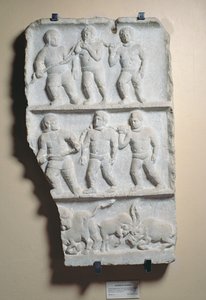 Mænd i lænker, relief fundet i Smyrna (marmor)