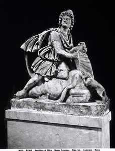 Mithras dræber en tyr (marmor) af Roman