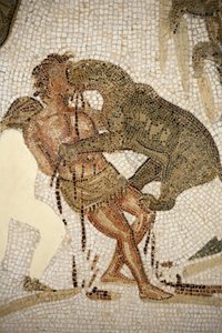 Mosaik, der illustrerer tortur af en dømt (mosaik) af Roman