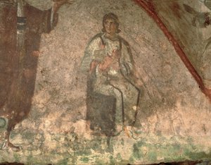 Mor og barn, Cubiculum of the Velatio (fresco) af Roman