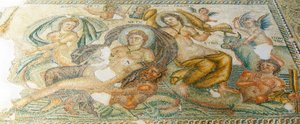 Nereides og Bythos, Aions hus, Paphos, Cypern (mosaik) af Roman