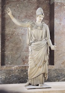 Pallas de Velletri, statue af Athena med hjelm, romersk kopi af en græsk original tilskrevet Alkamenes eller Cresilas, ca. 420-10 f.Kr. (marmor) (se 164612 til 164615 for detaljer)