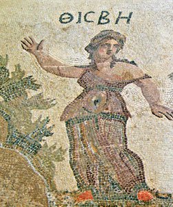 Pyramus og Thisbe, detalje af Thisbe, House of Dionysos, Paphos, Cypern mosaik af Roman