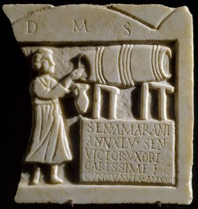 Relief, der viser en kroscene (marmor) af Roman