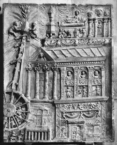 Relief, der viser et spil, slutningen af det 1. århundrede e.Kr. (sten) (s/h foto) af Roman