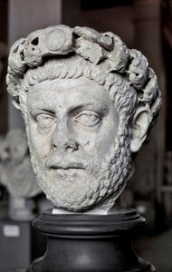 Romersk kunst: Buste af Diocletian (Gaius Aurelius Valerius Diocletianus, 245-316), romersk kejser fra 284 til 305. Marmorskulptur. Istanbul, Arkæologisk Museum. af Roman