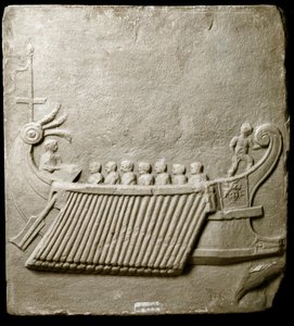 Romersk kunst: Romersk trirem - Fragment af marmorfrise fra Pozzuoli (Pozzuoli) af Roman