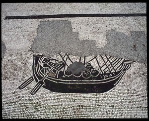 Romersk kunst: "Ship" Mosaic of the Seafarers Corporation, Place des Corporations af Roman