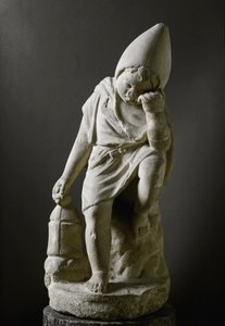 Romersk kunst: "" Sovende Slave"" Skulptur. 1. århundrede f.Kr. Rom, Museo Nazionale Romano - romersk kunst. Ung sovende slave. Marmor af Roman