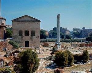 Forum Romanum: udsigt over Curia (curia) mødested for Senatet. 1. århundrede f.Kr. Rom af Roman