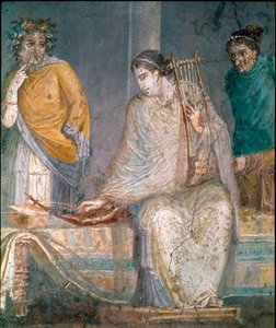 Romersk kunst: en cythared. Fresko fra stedet for Castellammare di Stabia nær Napoli. 1. århundrede e.Kr. (fresko) af Roman