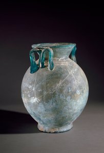 Romersk kunst: glasvase med hank. Fra Pompei, Italien. Napoli Nationale Arkæologiske Museum af Roman