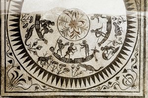 Romersk kunst: jagt og fiskeri pygmæer. Mosaik fra det 3. århundrede. Det nationale romerske museum (eller af badene) Rom af Roman