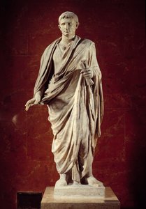 Romersk kunst: statue af kejser Augustus (CESARE AUGUSTO) (63 f.Kr.-14 e.Kr.) 1. århundrede. Fra Velletri. Paris, Louvre-museet af Roman
