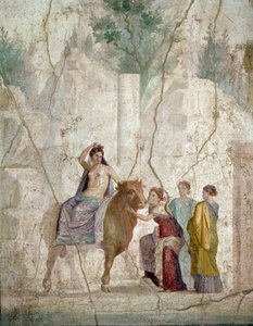 Romersk kunst: kidnapningen af Europa. Fresko fra Pompeji. Begyndelsen af det 1. århundrede e.Kr. (fresko) af Roman