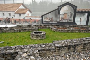 Romersk kunst: udsigt over det arkæologiske sted Augusta Raurica 15-10 f.Kr., Schweiz. af Roman