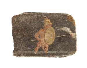 Romersk vægmaleri fragment, ca. 1.-2. århundrede (fresco) af Roman