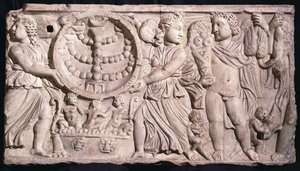 Krydr Sarkofag med Menorah (marmor) af Roman