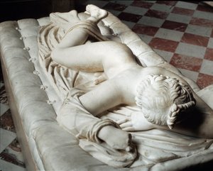 Sovende Hermafrodit (marmorskulptur, 2. århundrede f.Kr.) af Roman