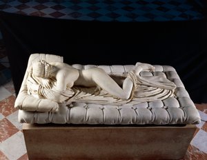 Sovende Hermafrodit, kopi efter en original fra det 2. århundrede f.Kr., fra Diocletians bade, Rom (marmor) af Roman