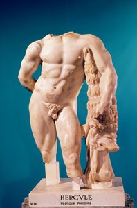 Statue af Hercules, kopi af en græsk original (marmor)