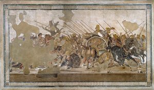 Slaget ved Issos vundet af Alexander III den Store mod Darios (Darius) III Codoman (335 - 331 f.Kr.) - Mosaik af Pompei - af Roman
