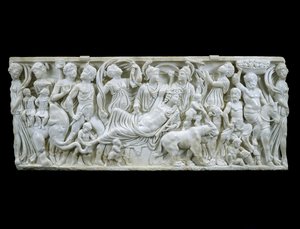 Dionysos indiske triumf, 180-195 e.Kr. (hvid marmor) af Roman