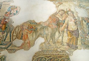 Den triumferende procession af Dionysos, House of Aion, Paphos, Cypern (mosaik) af Roman