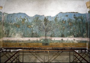 Trompe loeil have fra Villa of Livia, 40-20 f.Kr af Roman