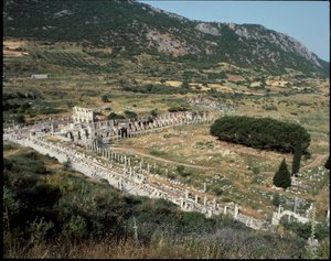 Udsigt over Curetes gade mod biblioteket i Celsus. af Roman
