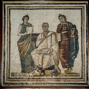 Virgil (Virgilio) og to muser (Clio og Melpomene) - begyndelsen af 3. århundrede af Roman