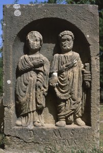 Stela med to menneskefigurer, høj kejsertid (27 f.Kr.-395 e.Kr.) af Roman Imperial Period