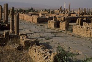 Udsigt over en gade, højkejsertid (27 f.Kr.-395 e.Kr.) af Roman Imperial Period