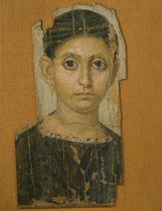 Portræt af en kvindelig mumie fra Fayum, slutningen af det 3. århundrede e.Kr. (encaustic voks på malet træ)