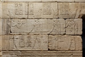 Relief fra Dendur-templet, ca. 10 f.Kr. (æolisk sandsten) af Roman Period Egyptian