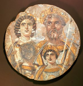 Tondo: Panel af Septimius Severus familie, ca. 200 e.Kr. tempera på træ