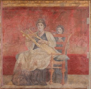 Siddende kvinde, der spiller en kithara, ca. 50–40 f.Kr.