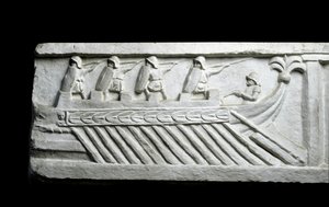 Et krigsskib (lavt relief) af Roman Roman