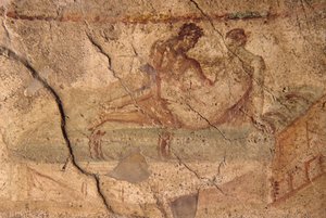 Erotisk freskomaleri fra Lupanar, Pompeji (UNESCOs verdensarvsliste af Roman Roman