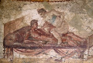 Erotisk freskomaleri fra Lupanar, Pompeji (UNESCOs verdensarvsliste af Roman Roman