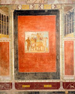 Fresko dekoration af Hall of Tablino, House of Marcus Lucretius Fronto, Pompeji, Campania, romersk civilisation af Roman Roman