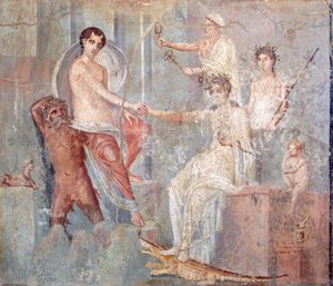 Kalkmaleri, der viser Ios ankomst til Egypten, Pompeji, Campania, romersk civilisation af Roman Roman