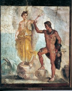 Perseusta ja Andromedaa kuvaava fresko Italiasta, Campaniasta, Pompejista, maalaus kipsille, 55-79 jKr. af Roman Roman