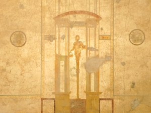 Fresko af karyatid fra House of Lovers, Pompeji, Campania, romersk civilisation af Roman Roman
