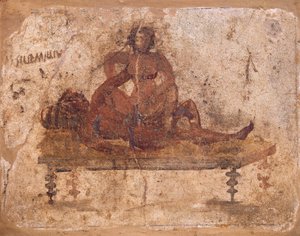 Eroottista aihetta kuvaava fresko Pompejista, Italiasta af Roman Roman