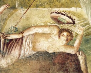 Fresko af sovende Maenad, fra House of Citharist, Pompei, Italien af Roman Roman