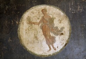 Fresco med medaljon, højre fløj i House of Vettii, Pompeji (UNESCOs verdensarvsliste af Roman Roman