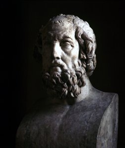 Imaginært portræt af den blinde Homer. Gengivelse af den hellenistiske periode af en buste fra det 2. århundrede f.Kr. Musée du Louvre Paris af Roman Roman