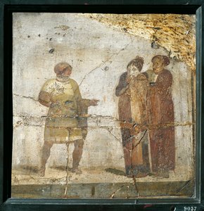 Italien, Campania, Pompeji, Teaterscene, fresco af Roman Roman