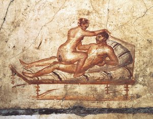 Italien, Campania-regionen, Napoli-provinsen, Pompei, House of Vettii, Erotisk fresco af Roman Roman